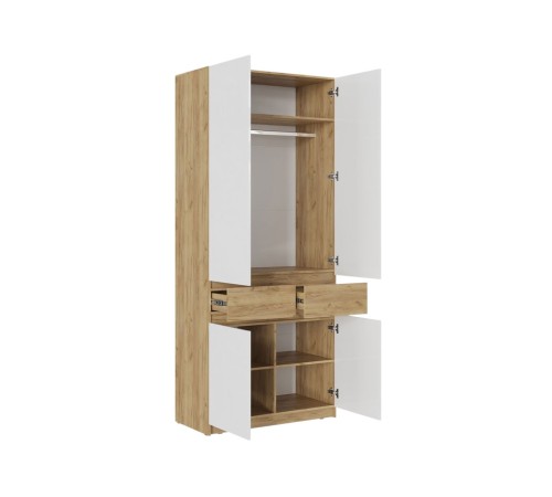 Шкаф 5 дв Бостон, дуб крафт золотой/белый глянец