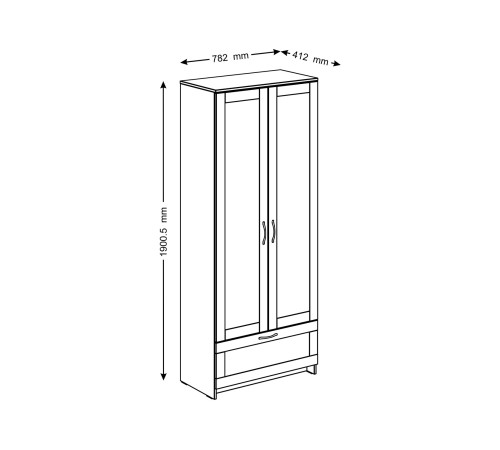 Шкаф 2 дв Сириус 78,2x190x41,2 с 1 ящ, белый Шкаф 2 дв Сириус 78,2x190x41,2 с 1 ящ, белый
