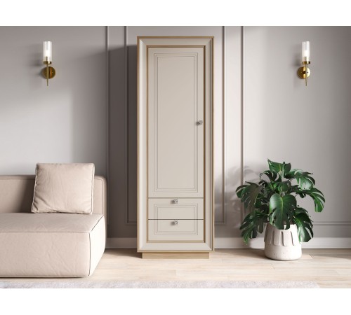 Шкаф 1 дв 2 ящ Прато, вяз швейцарский светлый/газания матовая