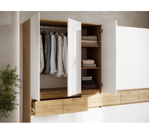 Шкаф 3 дв Бостон Лайт, дуб краф золотой/белый гладкий