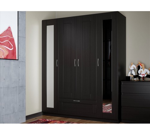 Шкаф 4 дв Сириус 156,1x190x50,2 с 1 ящ, с 2 зеркалами, белый Шкаф 4 дв Сириус 156,1x190x50,2 с 1 ящ, с 2 зеркалами, белый