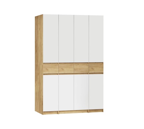 Шкаф 4 дв Квик-Степ, дуб крафт золотой/белый шагрень