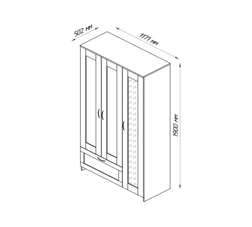 Шкаф 3 дв Сириус 117,1x190x50,2 с 1 ящ, дуб сонома Шкаф 3 дв Сириус 117,1x190x50,2 с 1 ящ, дуб сонома