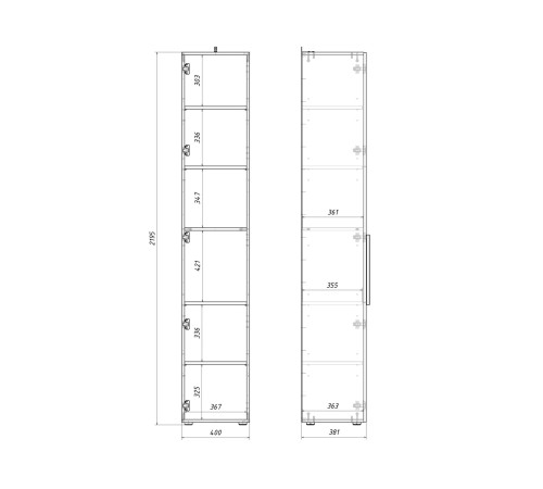 Распашной шкаф Эйр 1 дв, серый графит