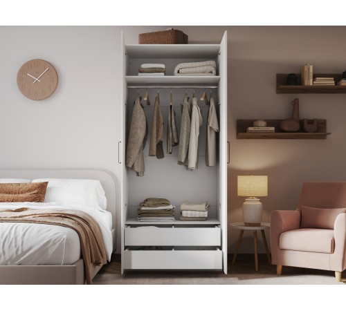 Шкаф 2 дв Сиена ШК-22 с полками и ящ, белый