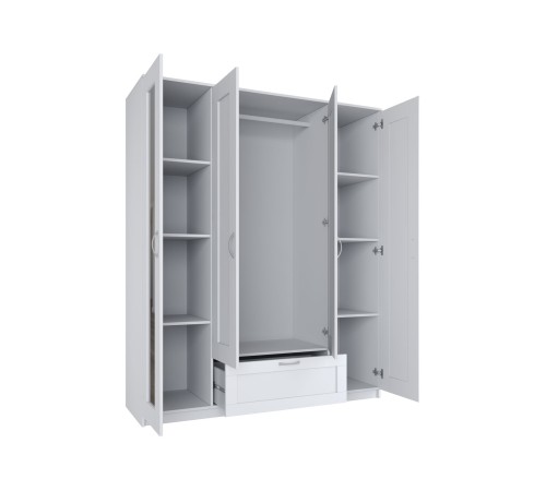 Шкаф 4 дв Сириус 156,1x190x50,2 с 1 ящ, с 2 зеркалами, белый Шкаф 4 дв Сириус 156,1x190x50,2 с 1 ящ, с 2 зеркалами, белый