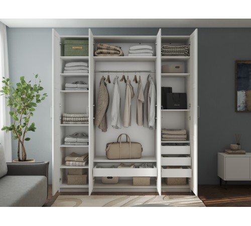 Шкаф 4 дв Осло, белый