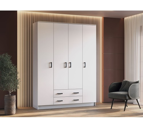 Шкаф Эко Квадро 4 дв без зеркала, белый гладкий