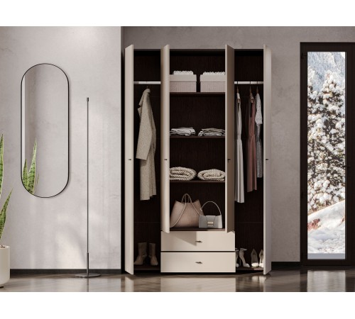 Шкаф 4 дв Гиза, дуб венге/меланж