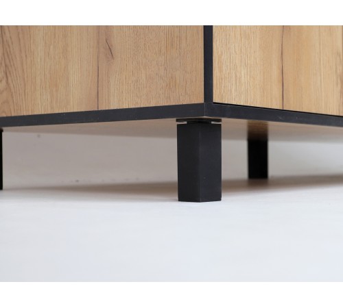 Шкаф 4 дв Лофт-4, дуб крафт золотой/черный