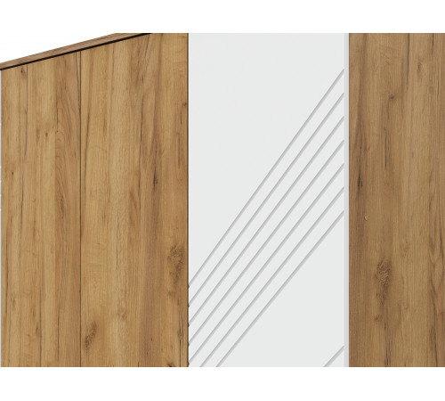 Шкаф 4 дв Кайло, дуб золотой/белый матовый