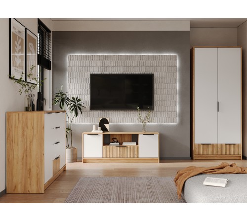 Шкаф 2 дв Ивис, дуб крафт золотой/белый