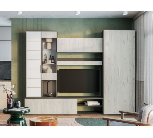 Шкаф Плаза 2 дв, графит/дуб крафт белый