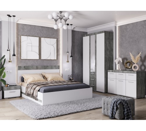 Шкаф 3 дв Инстайл, метрополитан грей/белый