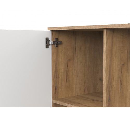 Шкаф 3 дв Кайло с ящ, дуб золотой/белый матовый