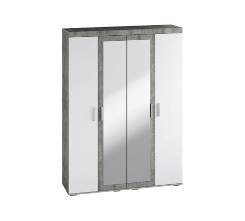 Шкаф 4 дв Инстайл с доп.полками, метрополитан грей/белый