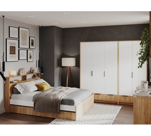 Шкаф 3 дв Ивис, дуб крафт золотой/белый