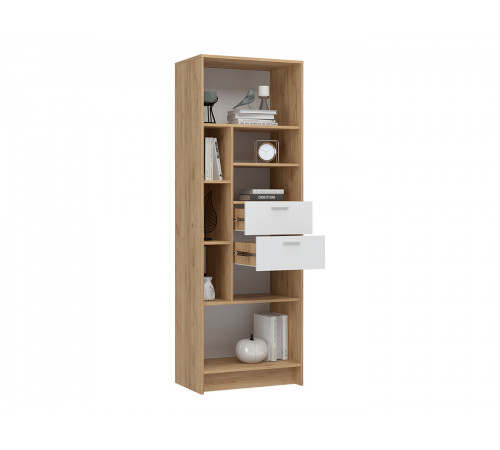 Шкаф 2 дв 2 ящ Ирис комбинированный, белый/дуб крафт золото