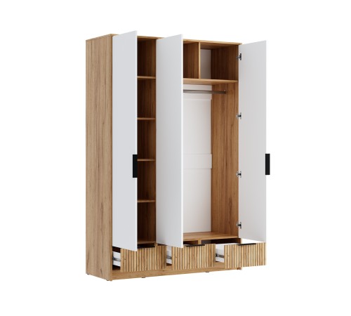 Шкаф 3 дв Ивис, дуб крафт золотой/белый