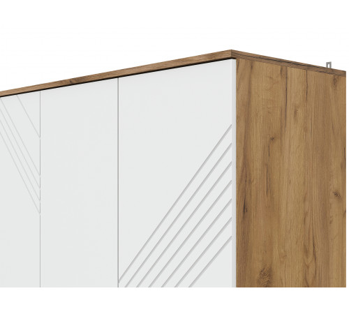 Шкаф 3 дв Кайло с ящ, дуб золотой/белый матовый