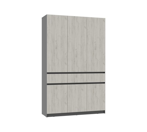 Шкаф 3 дв 3 ящ Багира ШК-08, графит/крафт белый