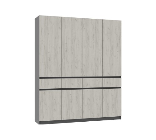 Шкаф 4 дв 4 ящ Багира ШК-13, графит/крафт белый