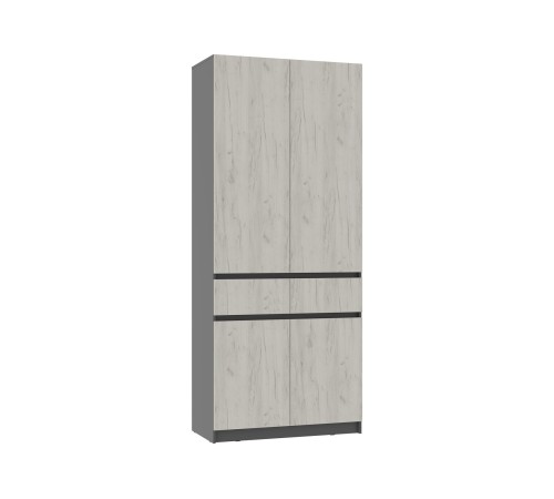 Шкаф 2 дв 2 ящ Багира ШК-03, графит/крафт белый