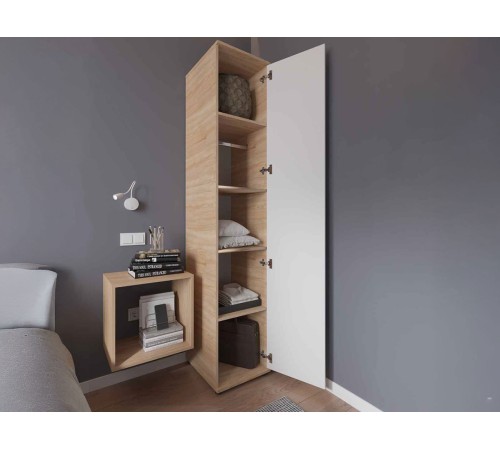 Шкаф 1 дв Ривер 555, дуб сонома/белый