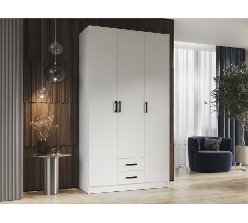 Шкаф Эко Трио 3 дв без зеркала, белый гладкий