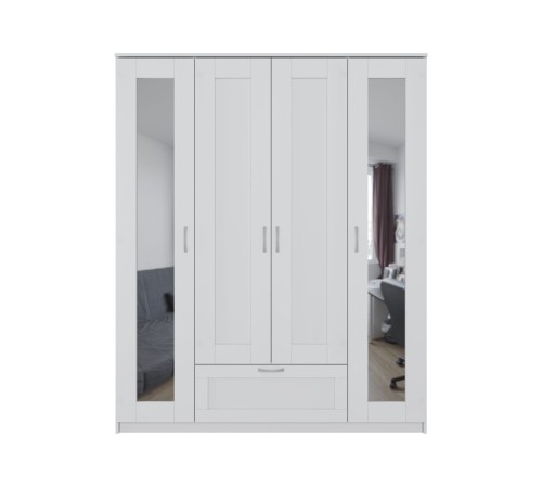Шкаф 4 дв Сириус 156,1x190x50,2 с 1 ящ, с 2 зеркалами, белый Шкаф 4 дв Сириус 156,1x190x50,2 с 1 ящ, с 2 зеркалами, белый