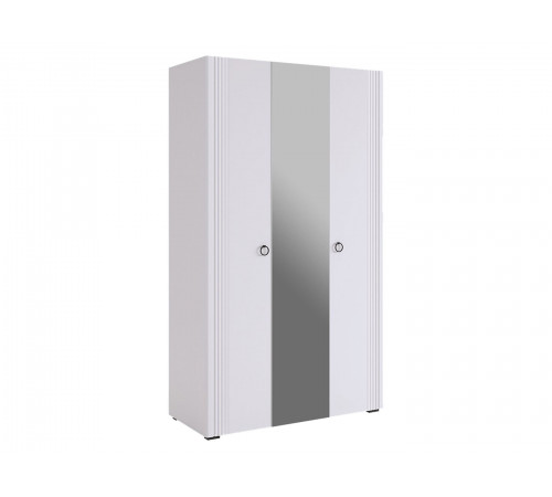 Шкаф 3 дв Ева с зеркалом, белое дерево/белый матовый