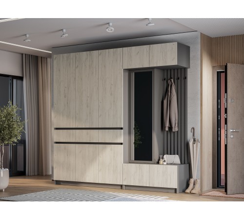 Шкаф 3 дв 3 ящ Багира ШК-08, графит/крафт белый