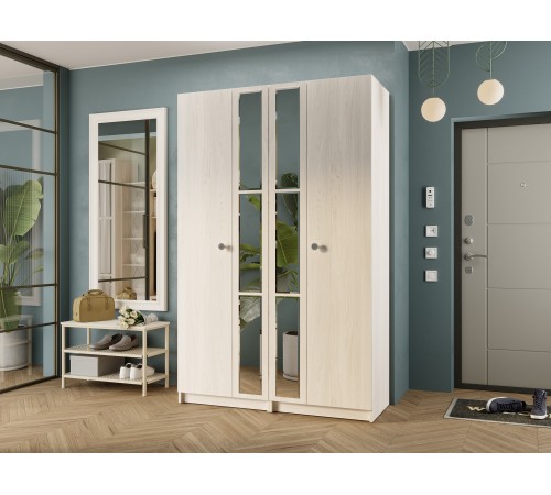 Шкаф 2 дв Зарина с полками, ясень белый