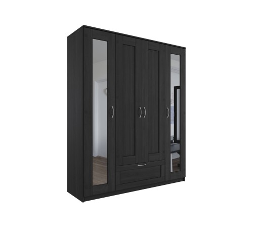 Шкаф 4 дв Сириус 156,1x190x50,2 с 1 ящ, с 2 зеркалами, дуб венге