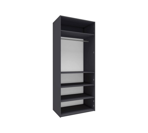 Распашной шкаф Лаура 1 с полками, ящиками и штангами, серый уголь/дуб барокко