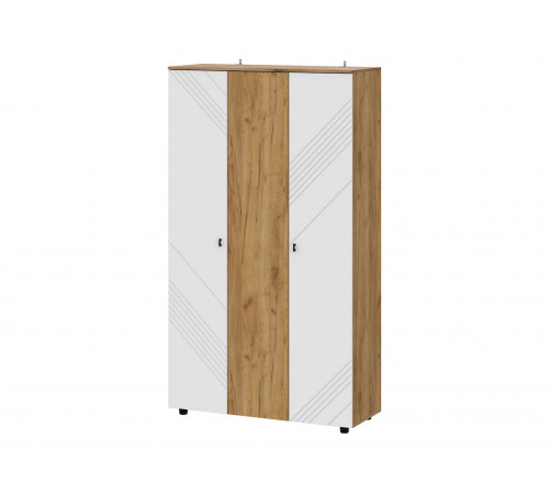 Шкаф 3 дв Кайло, дуб золотой/белый матовый