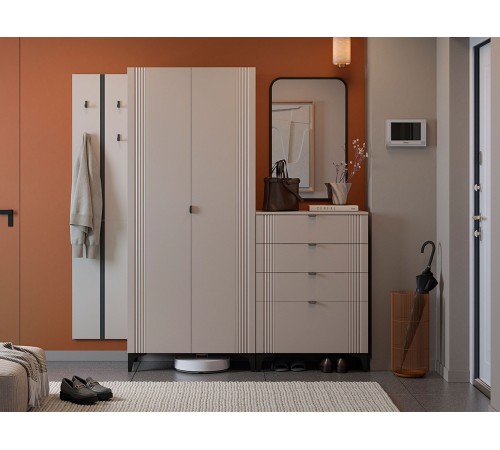 Шкаф 2 дв Рич, кашемир/фрапучино матовый/черный