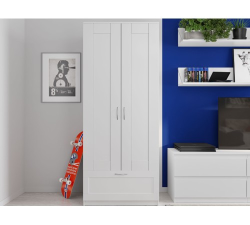 Шкаф 2 дв Сириус 78,2x219,6x58,5 с 1 ящ, белый Шкаф 2 дв Сириус 78,2x219,6x58,5 с 1 ящ, белый