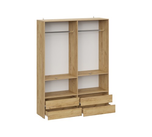 Шкаф 4 дв Абрау с ящиками, дуб золотой/белый