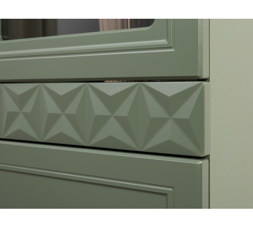 Шкаф-витрина 1 дв Марион 16.397.01, дымчатый зеленый/олива шагрень