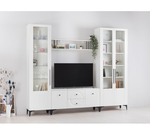 Шкаф-витрина 1 дв Валенсия 13.218, белый