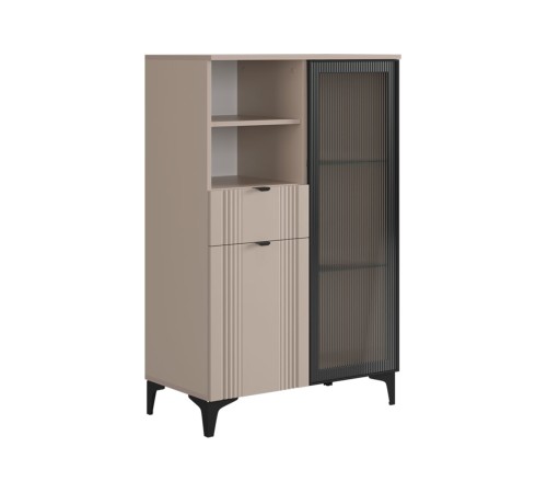 Комод Рич со стеклом, кашемир/фрапучино матовый/черный