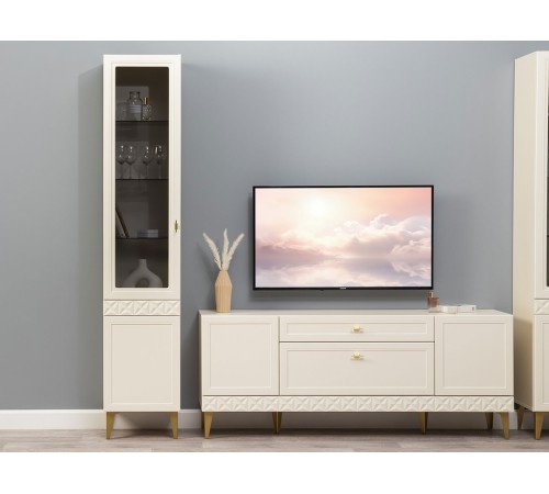 Шкаф-витрина 1 дв Марион 16.397.01, слоновая кость