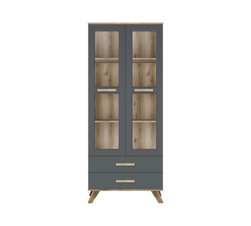 Шкаф-витрина 800 Вега Скандинавия, дуб каньон/силк флай