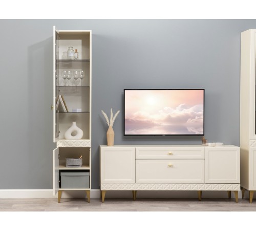 Шкаф-витрина 1 дв Марион 16.397.01, слоновая кость