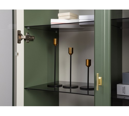 Шкаф-витрина 2 дв Марион 16.397.02, дымчатый зеленый/олива шагрень