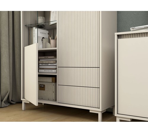 Шкаф со стеклом Свейн, кашемир серый