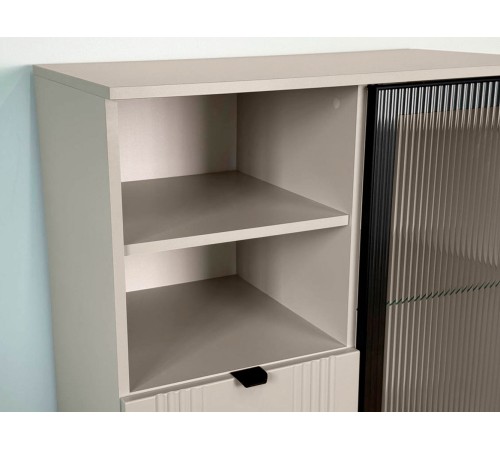 Комод Рич со стеклом, кашемир/фрапучино матовый/черный