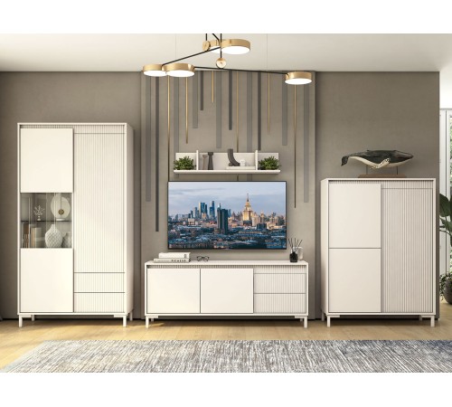 Шкаф со стеклом Свейн, кашемир серый