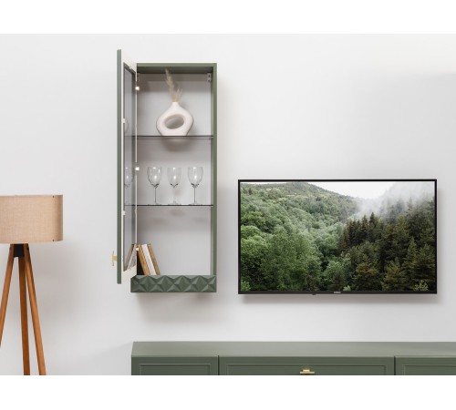 Шкаф навесной Марион 16.334, дымчатый зеленый/олива шагрень